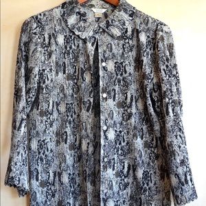 Christopher & Banks taupe crinkle blouse XL